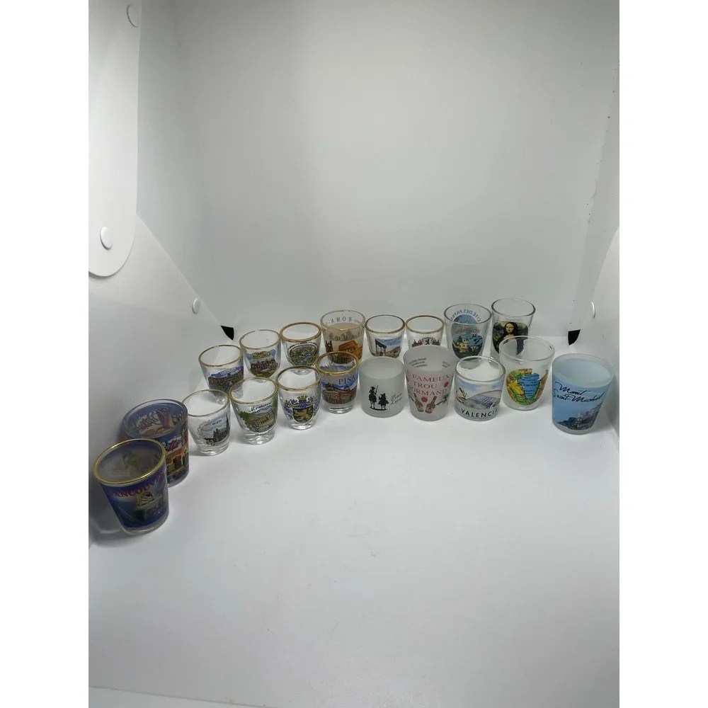 Lot of 11 VTG Gold Rim Shot Glasses/and‎ Others Europe Germany Landmark school